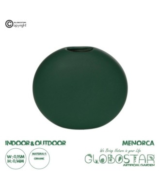 GloboStar® Artificial Garden MENORCA 21292 Διακοσμητικό Κεραμικό Βάζo Πράσινο Π15 x Μ15 x Υ14cm